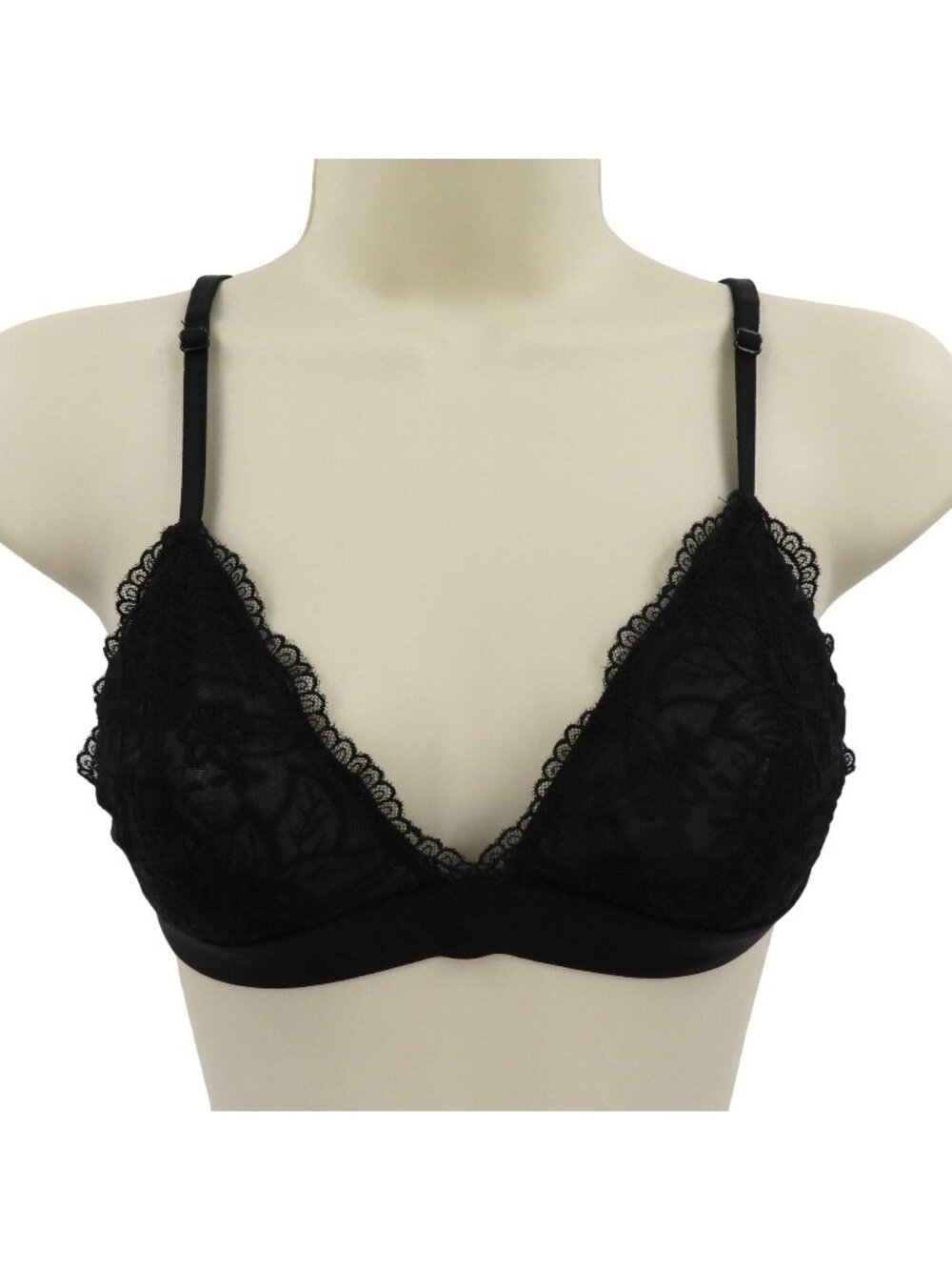 Aerie Extra Small XS Black Embroidered Flower Floral Mesh Wireless Bra Bralette